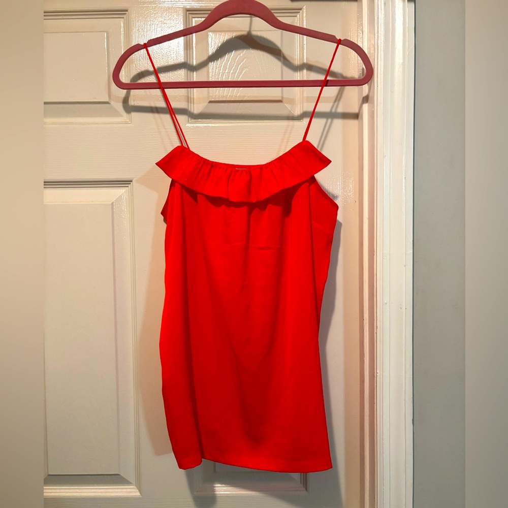 J Crew Satin Cami Ruffle Tank Top